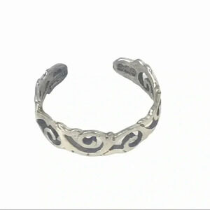 925 STAMPED STERLING SILVER WAVES IN THE WIND ADJUSTABLE TOE RING SIZE XS